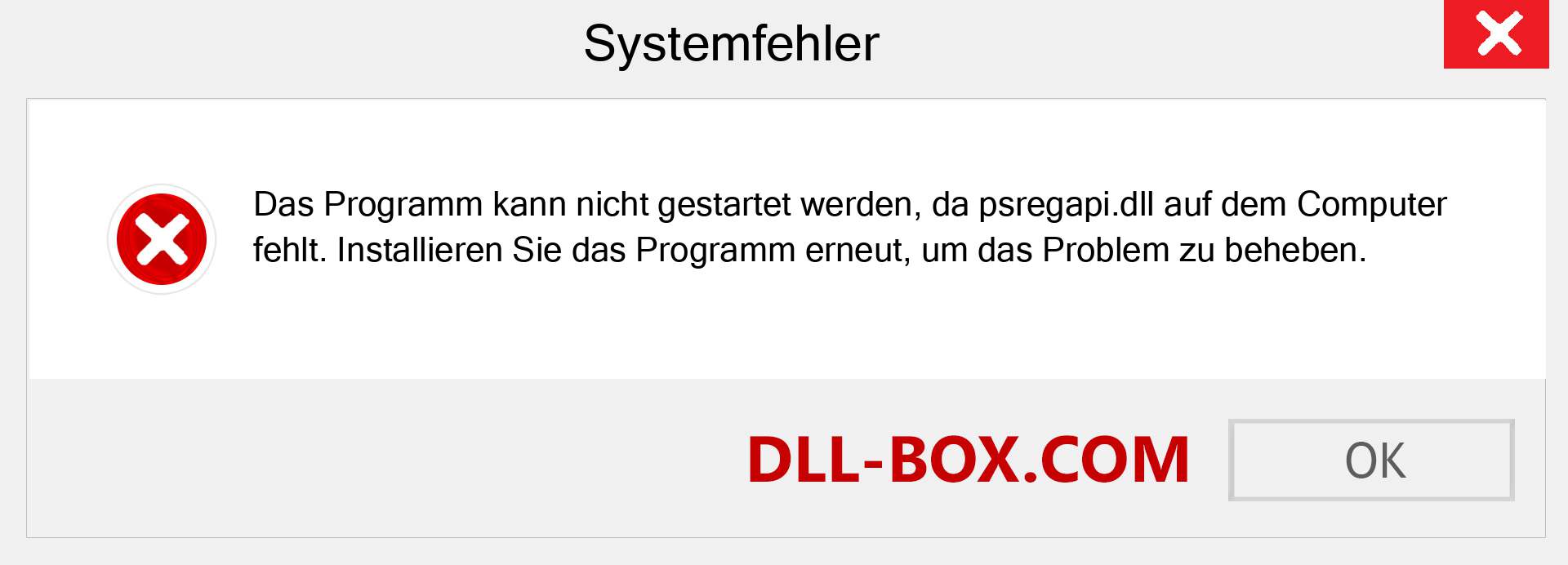 psregapi.dll-Datei fehlt?. Download für Windows 7, 8, 10 - Fix psregapi dll Missing Error unter Windows, Fotos, Bildern