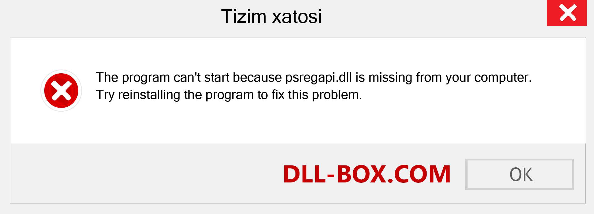 psregapi.dll fayli yo'qolganmi?. Windows 7, 8, 10 uchun yuklab olish - Windowsda psregapi dll etishmayotgan xatoni tuzating, rasmlar, rasmlar